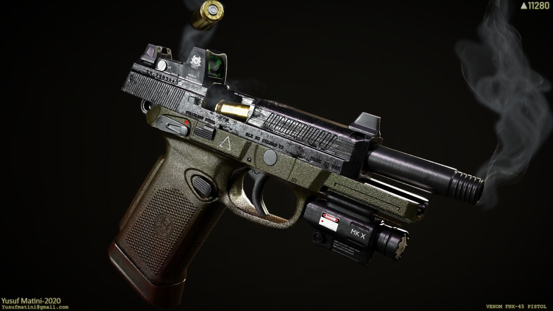 FNX-45 Venom Pistol Low-poly 3D model_4