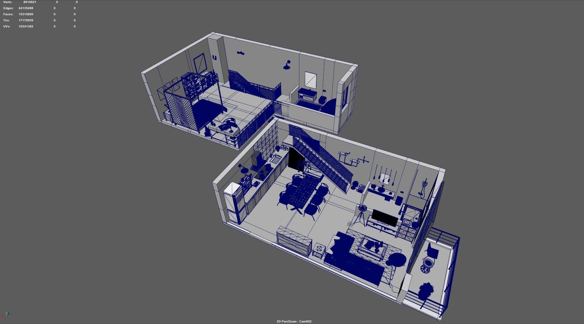Loft apartment floorplan 3D model_2