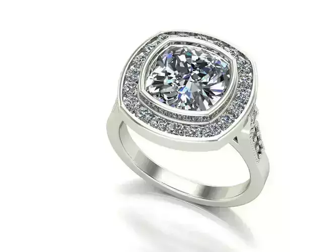 bezel cushion engagement ring