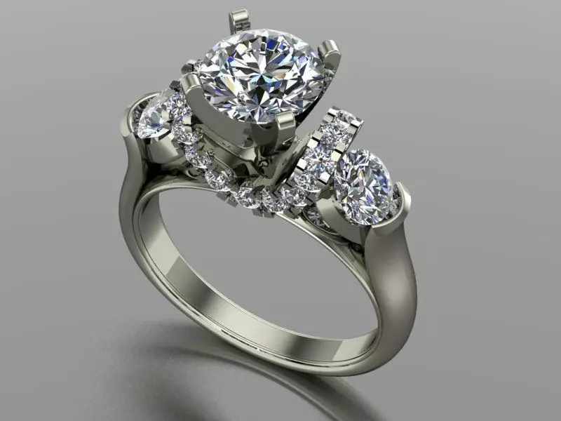 3 stone engagement ring 3D print model_0