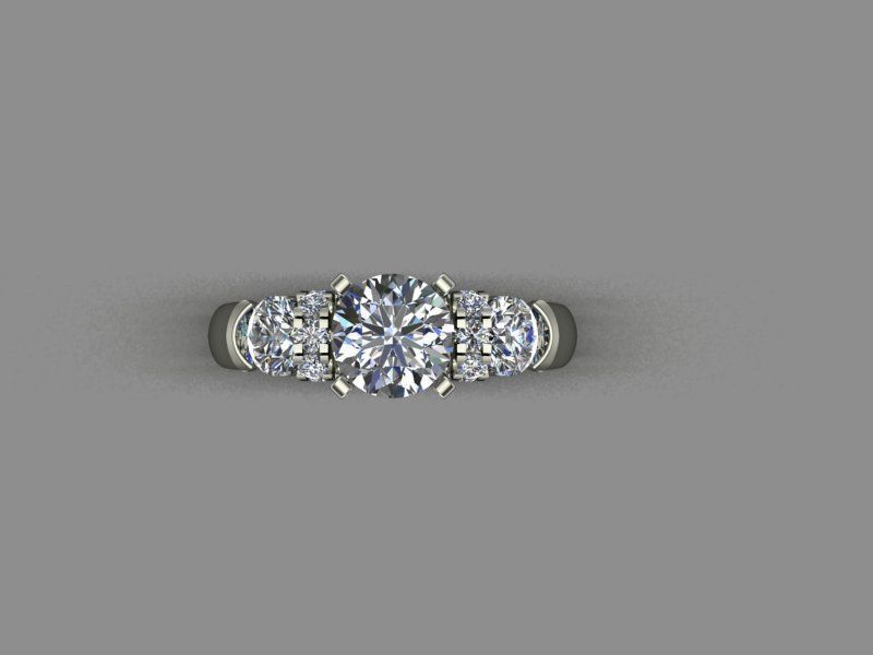 3 stone engagement ring 3D print model_3