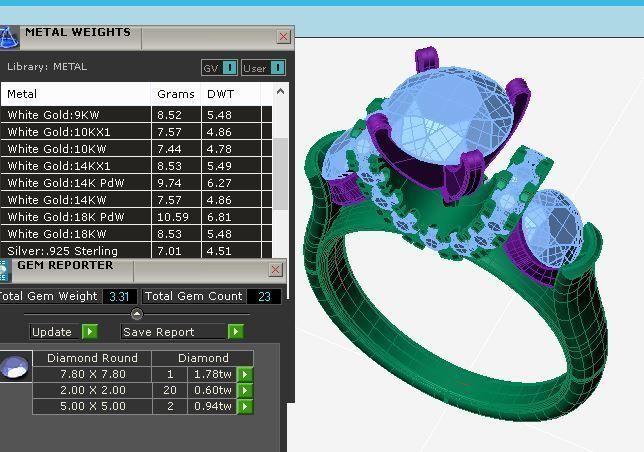 3 stone engagement ring 3D print model_1