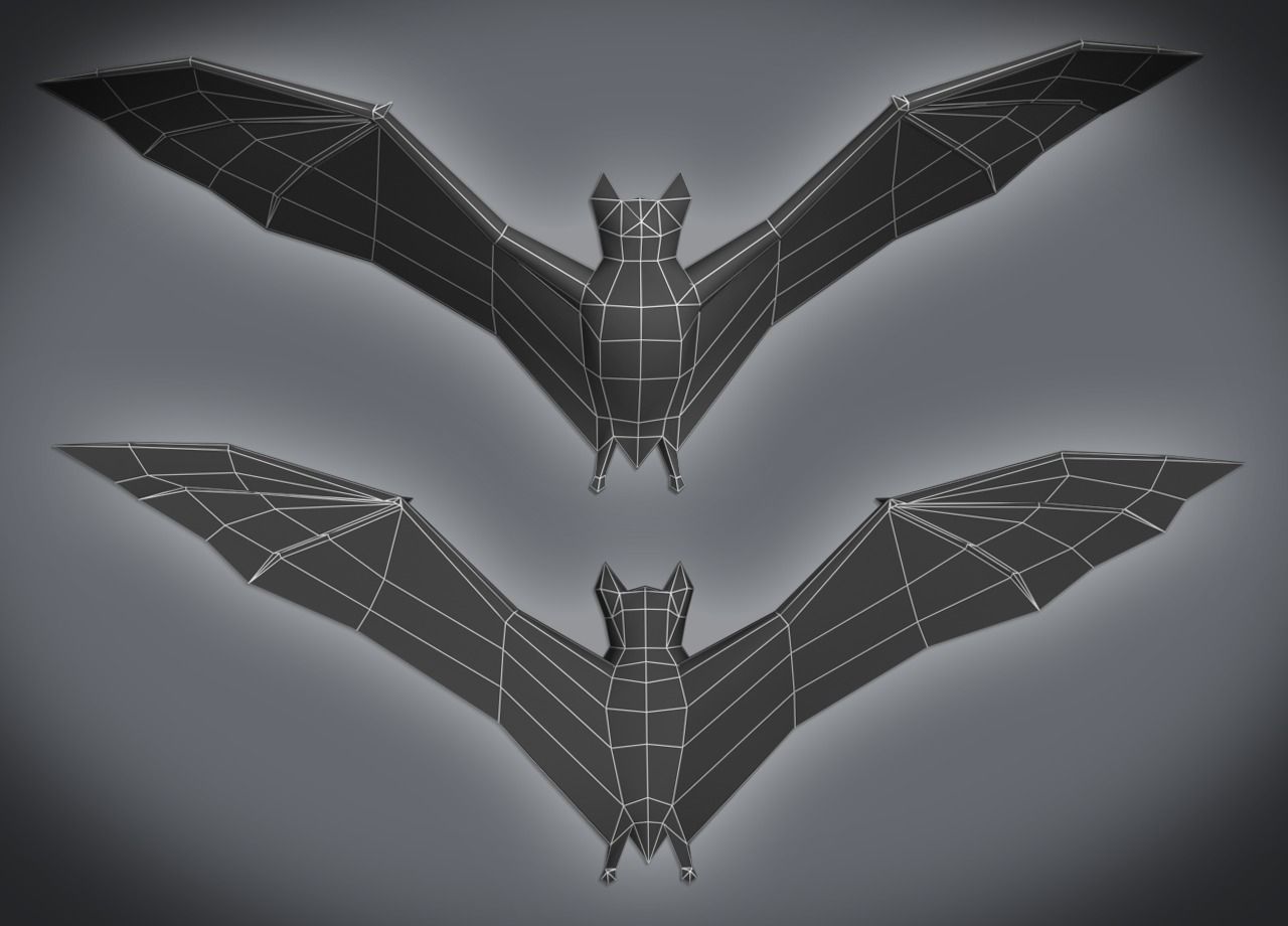 Animated Bats Pack Low-poly 3D model_7