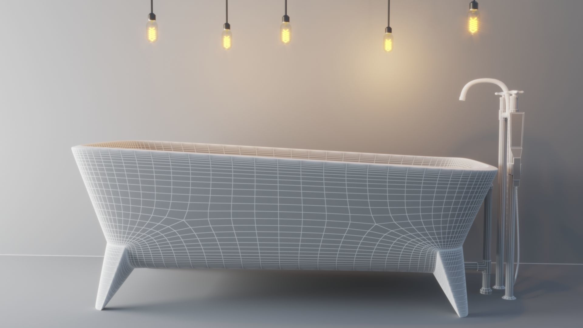 Luxury Bath Tub  Low-poly 3D model_3