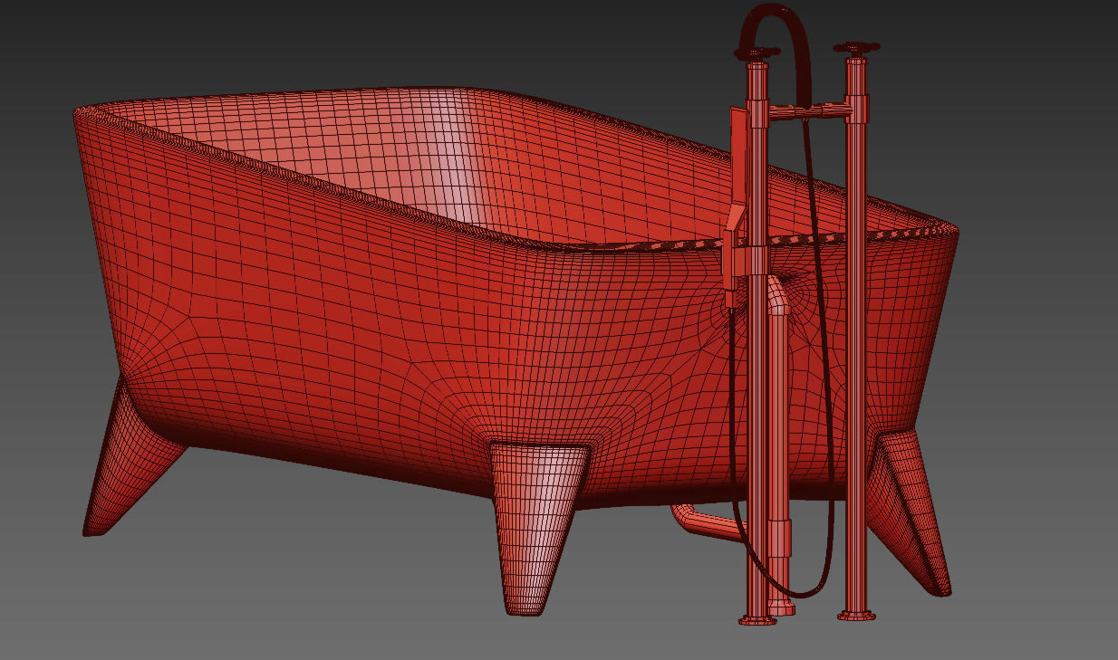 Luxury Bath Tub  Low-poly 3D model_9