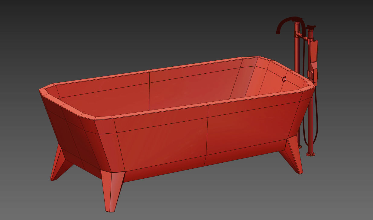Luxury Bath Tub  Low-poly 3D model_7