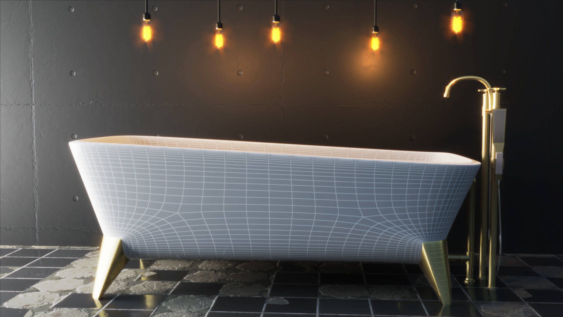 Luxury Bath Tub  Low-poly 3D model_2