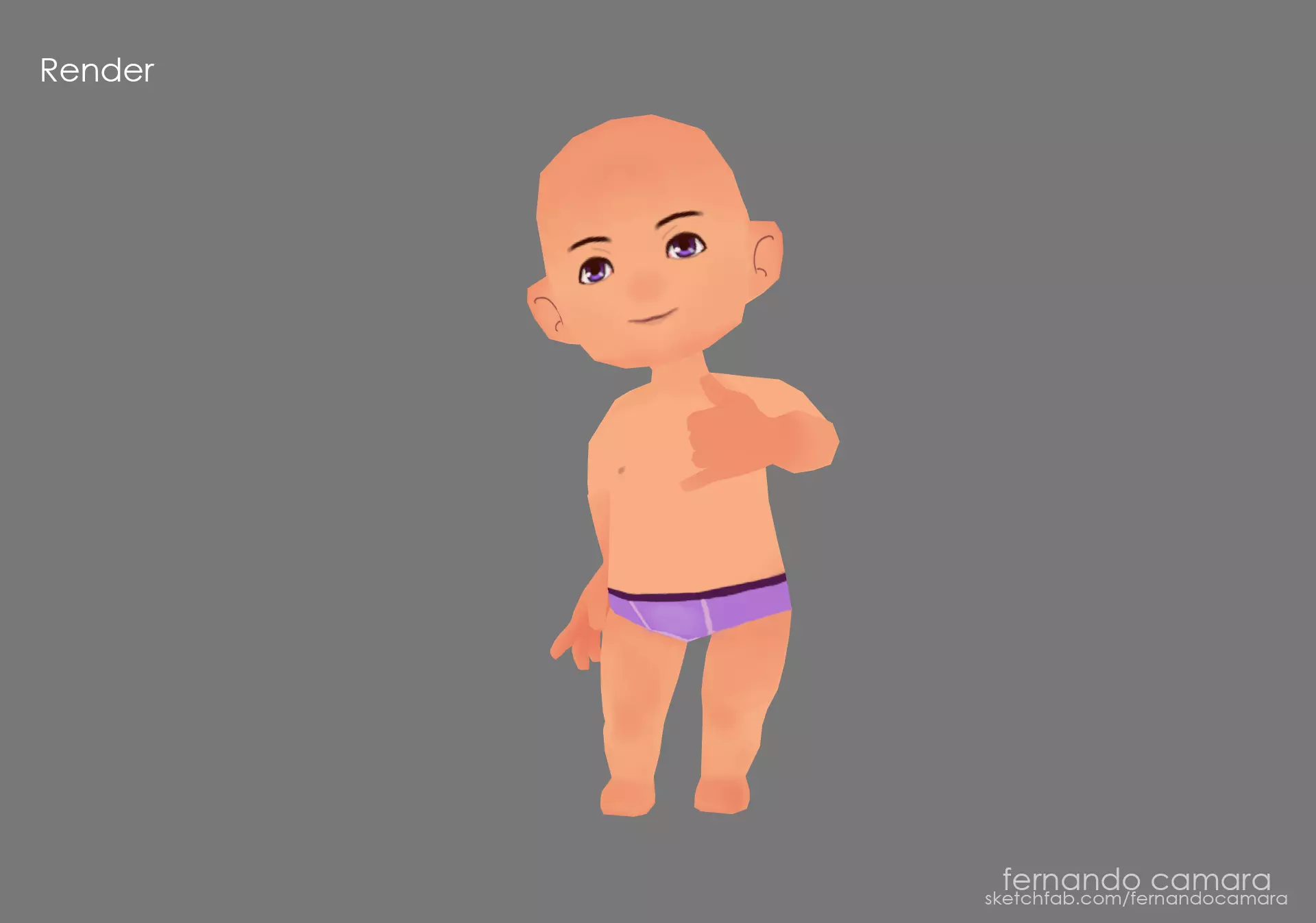 Hyper casual LowPoly Character Basemesh Rigged for Mobile Games Low-poly 3D model_0