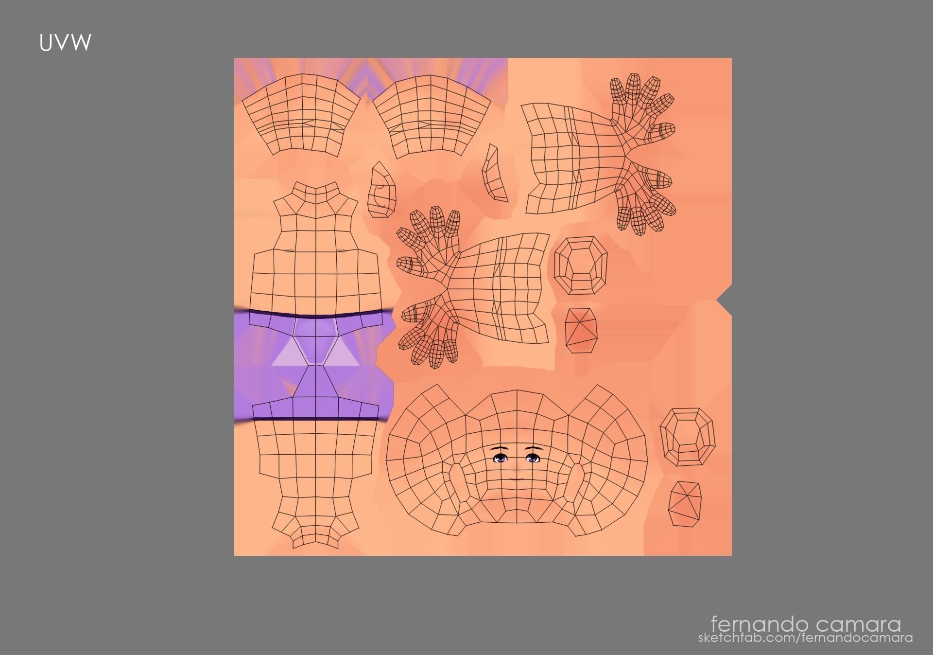 Hyper casual LowPoly Character Basemesh Rigged for Mobile Games Low-poly 3D model_4