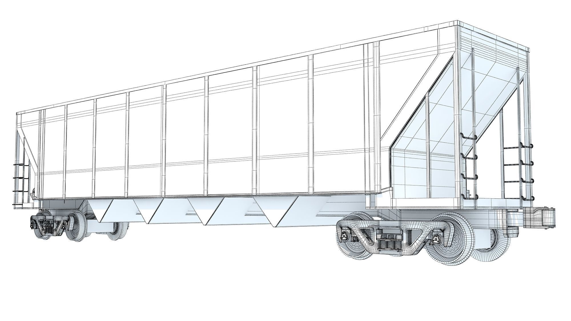 Railroad Hopper Car 3D model_16