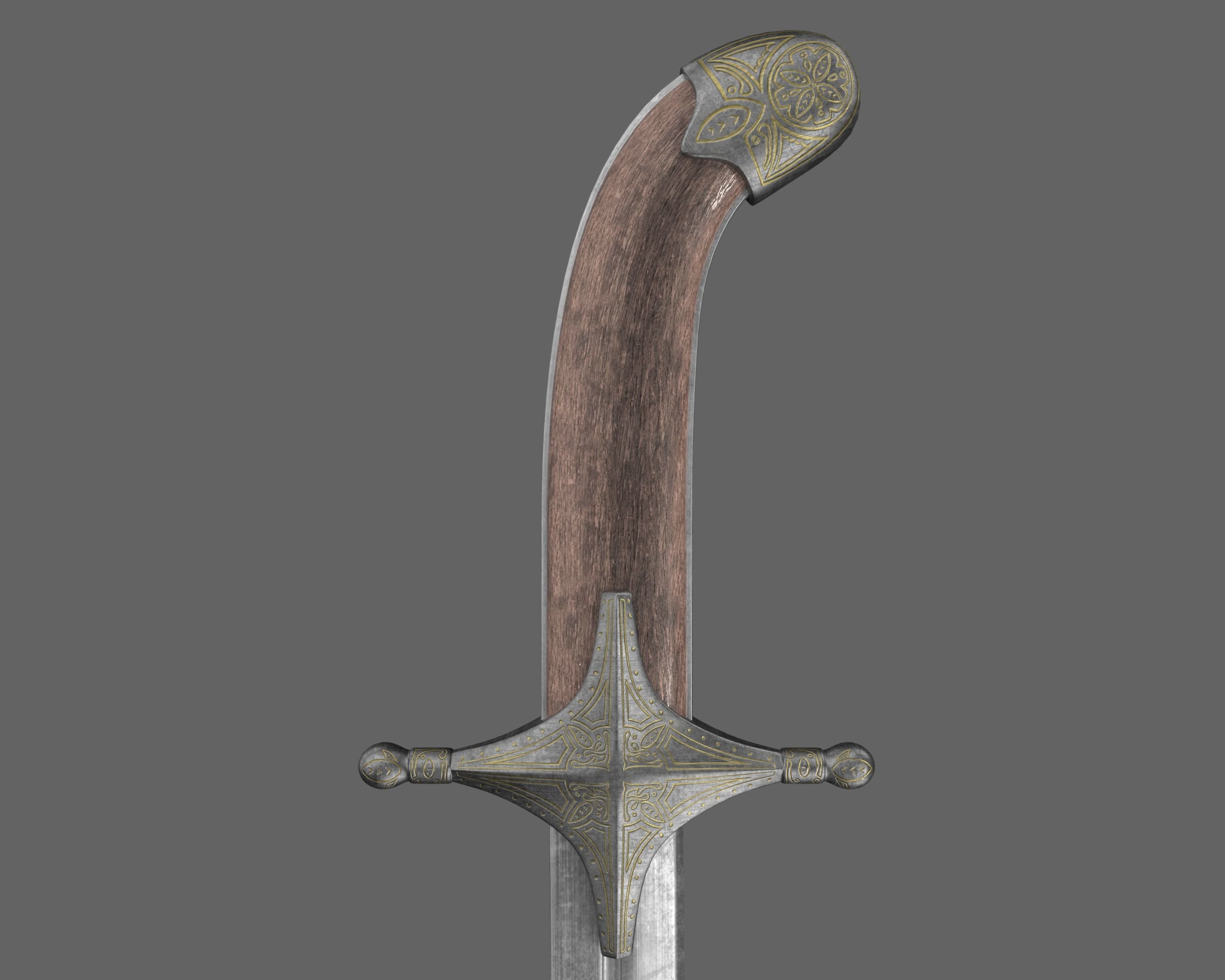 Ancient Indo Persian Khanjar Low-poly 3D model_11