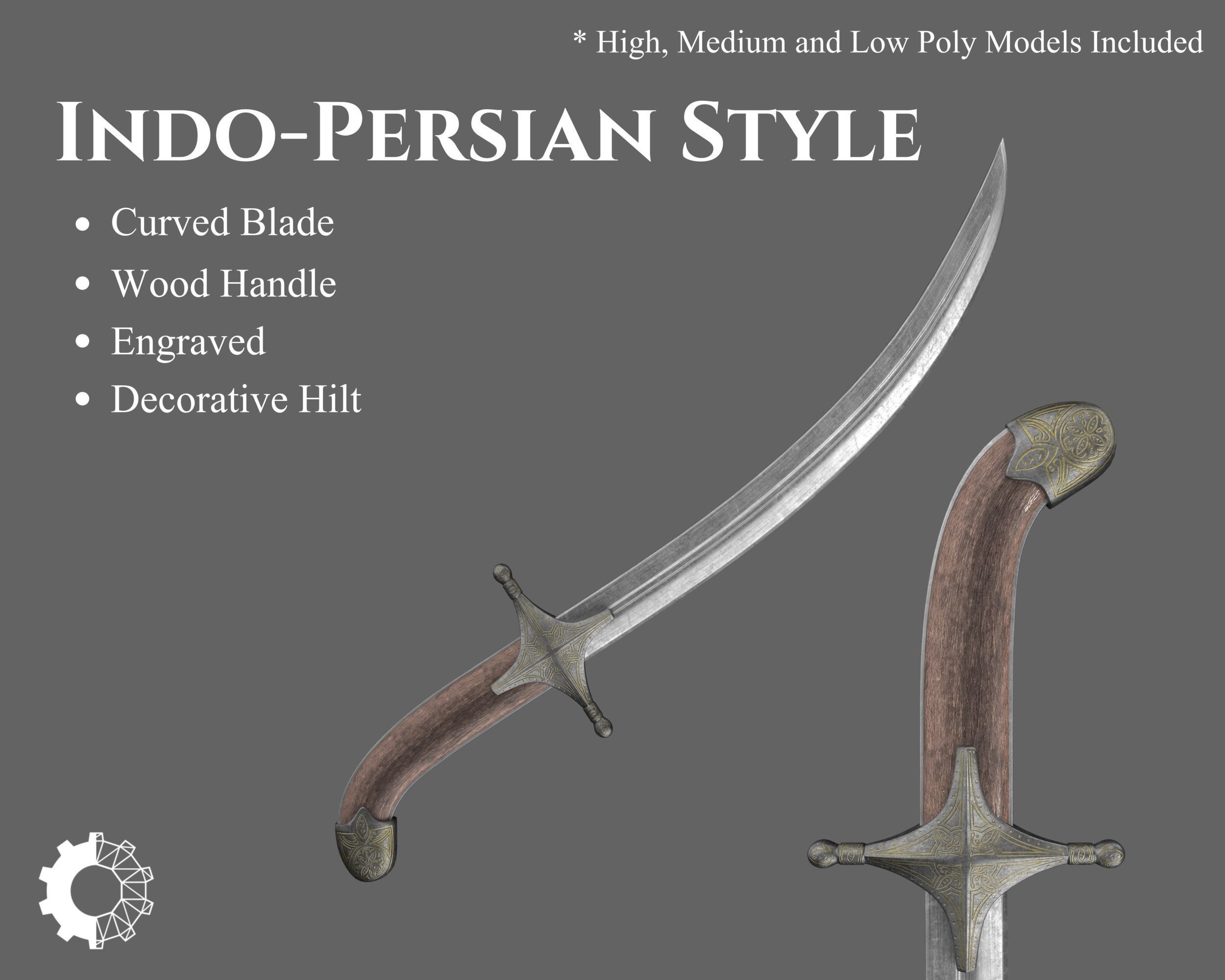 Ancient Indo Persian Khanjar Low-poly 3D model_1