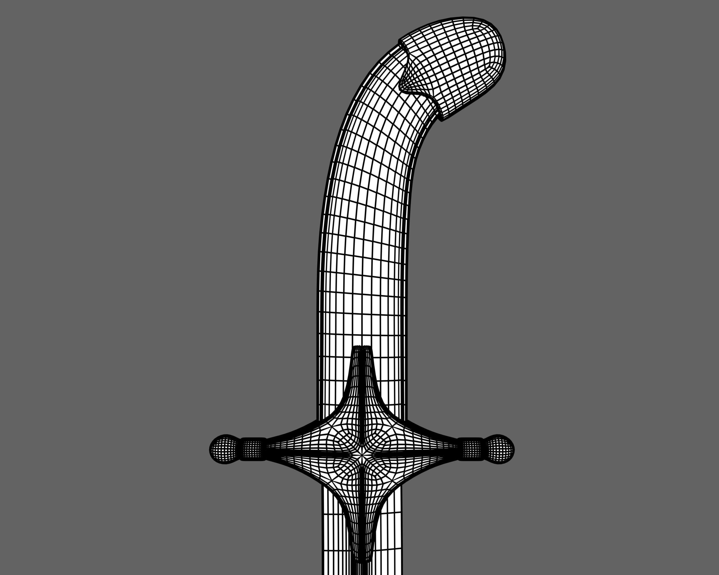 Ancient Indo Persian Khanjar Low-poly 3D model_13