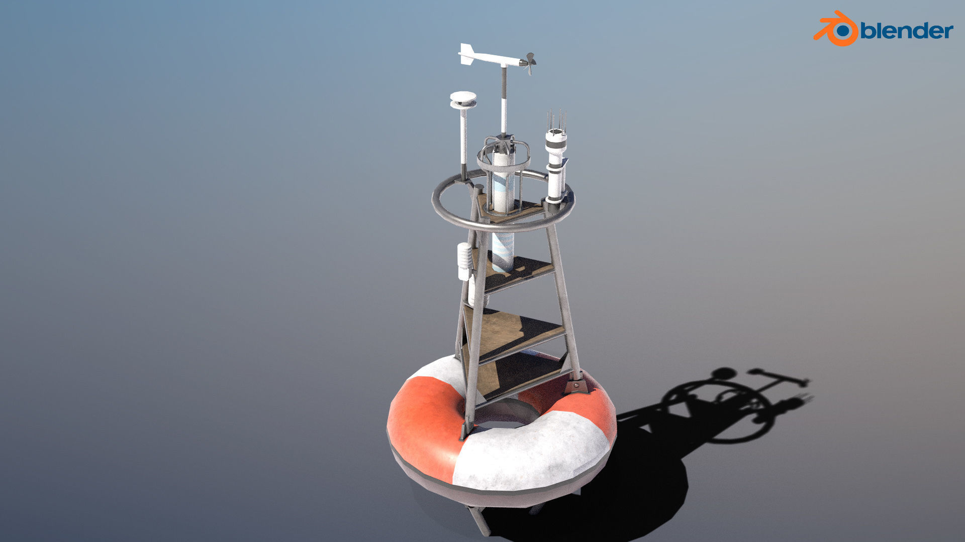 TAO Weather Data Buoy - PBR Low-poly 3D model_1