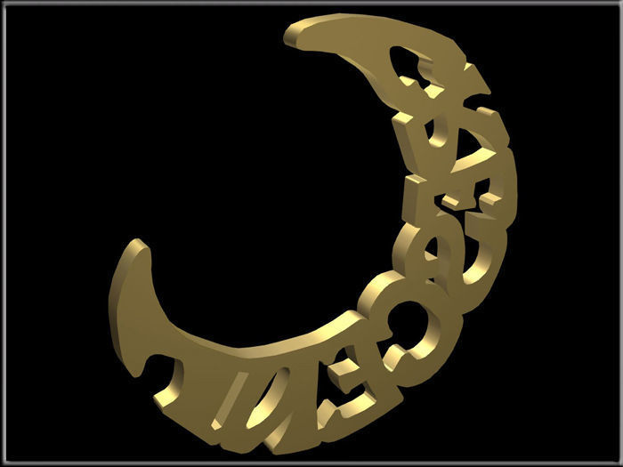Crescent gold Low-poly 3D model_4