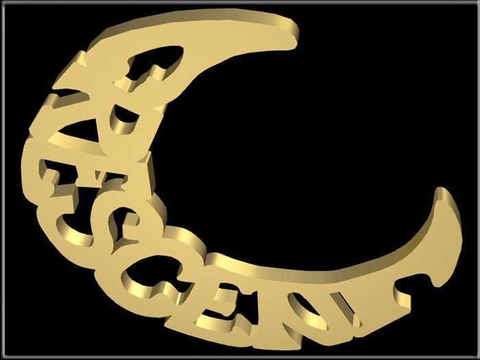 Crescent gold Low-poly 3D model_1