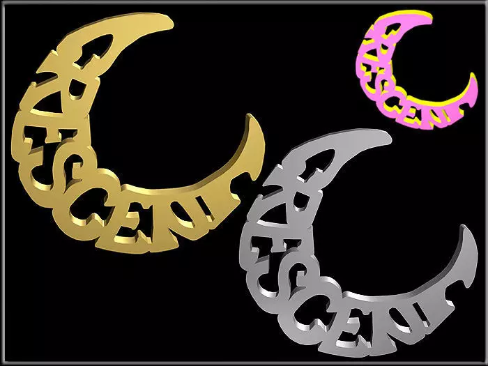 Crescent gold Low-poly 3D model_0