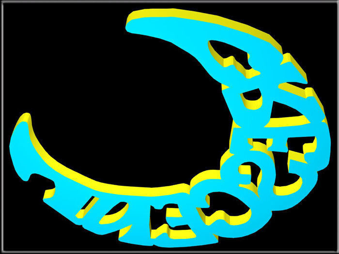 Crescent gold Low-poly 3D model_7