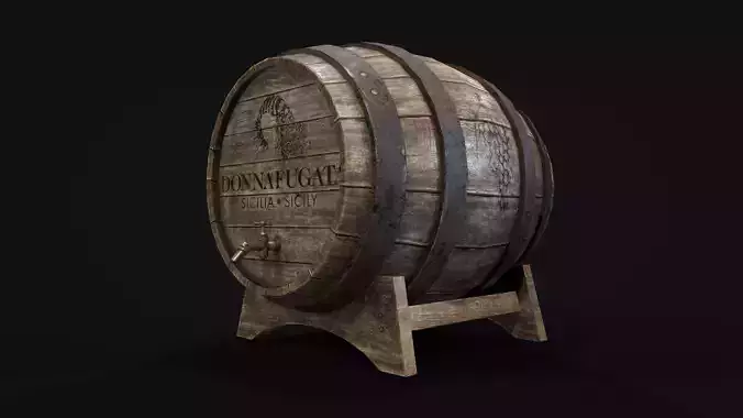 Old Wooden Barrel  PBR Textures Low Poly 3D model