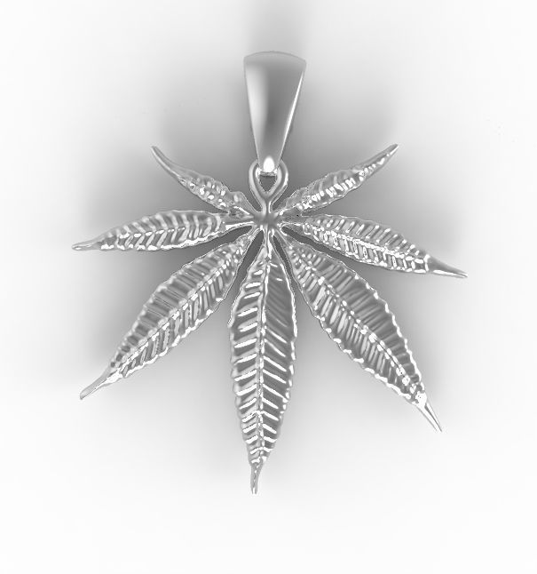 cannabis marijuana leaf pendant 3D print model_2