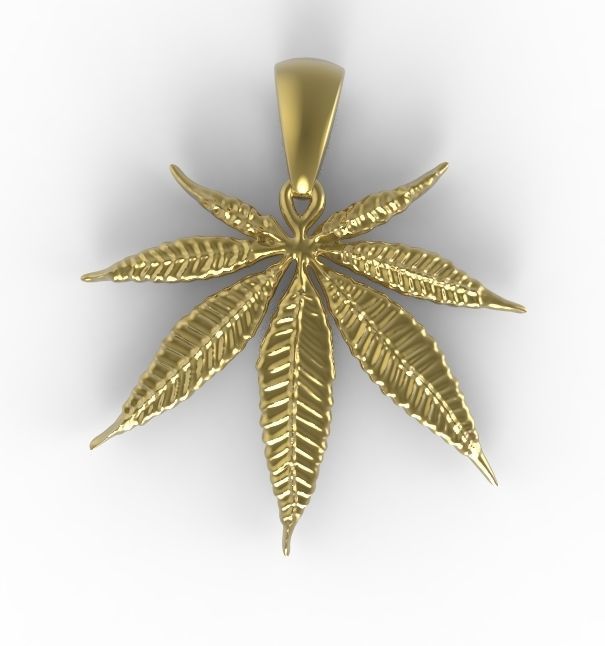 cannabis marijuana leaf pendant 3D print model_3