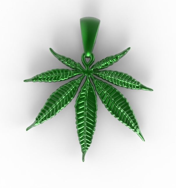 cannabis marijuana leaf pendant 3D print model_1