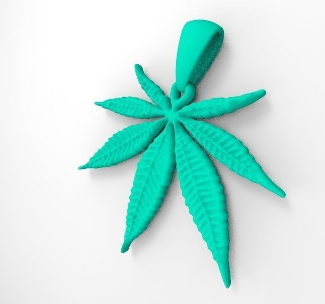 cannabis marijuana leaf pendant 3D print model_5