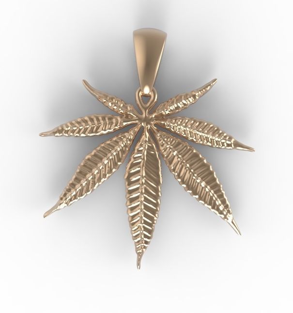 cannabis marijuana leaf pendant 3D print model_4