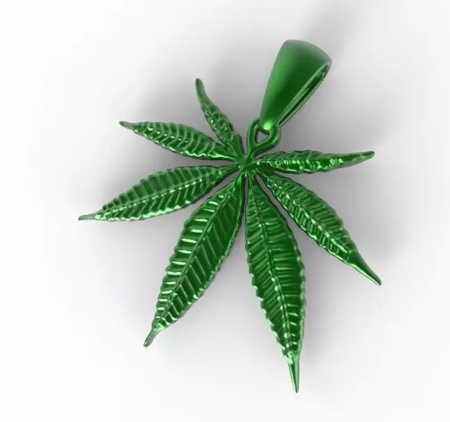 cannabis marijuana leaf pendant 3D print model_0