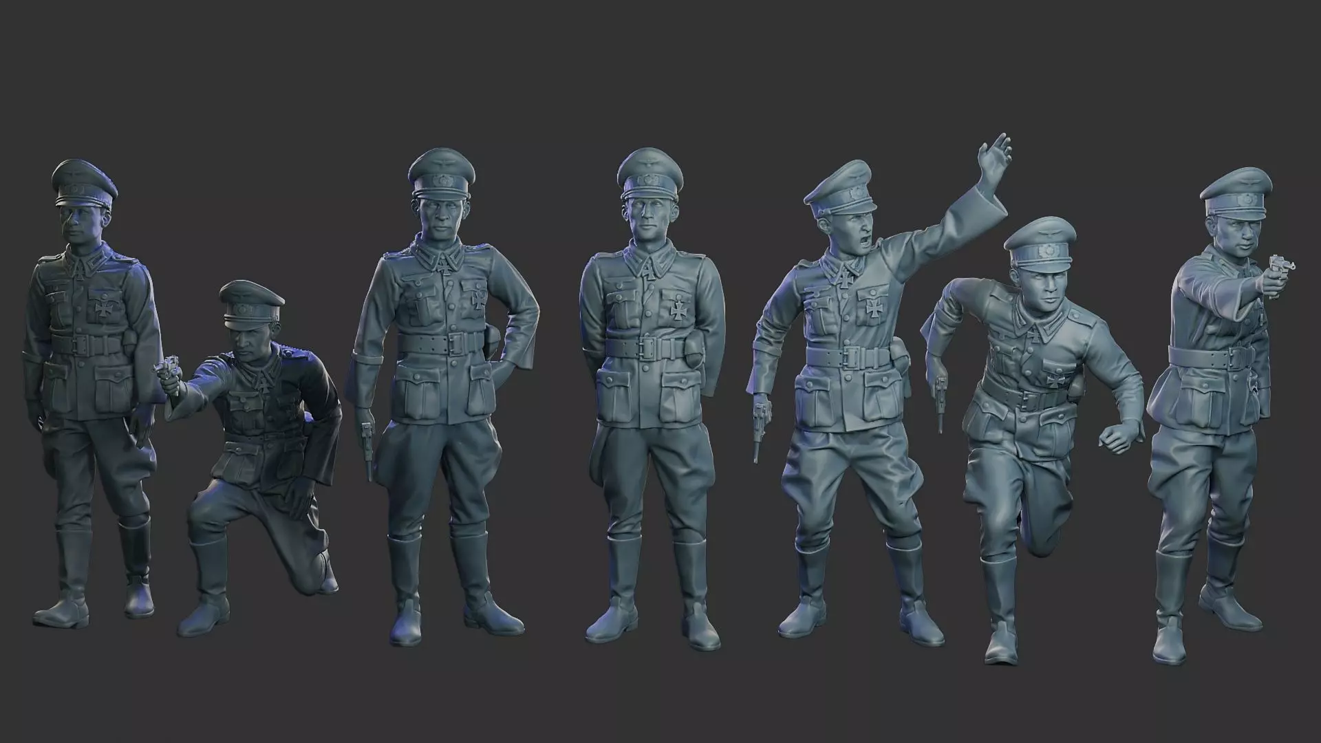 German officers ww2 G5 Pack1 3D Model Collection_0