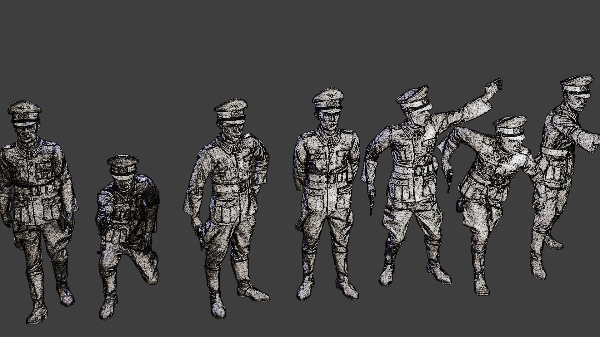 German officers ww2 G5 Pack1 3D Model Collection_26