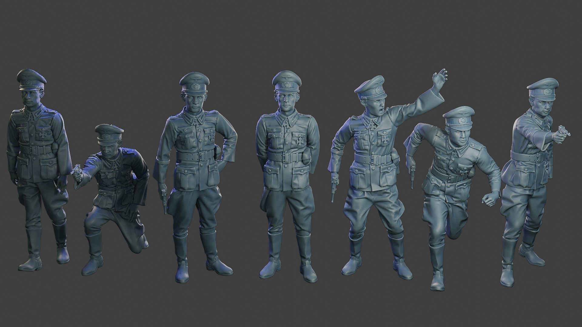 German officers ww2 G5 Pack1 3D Model Collection_1