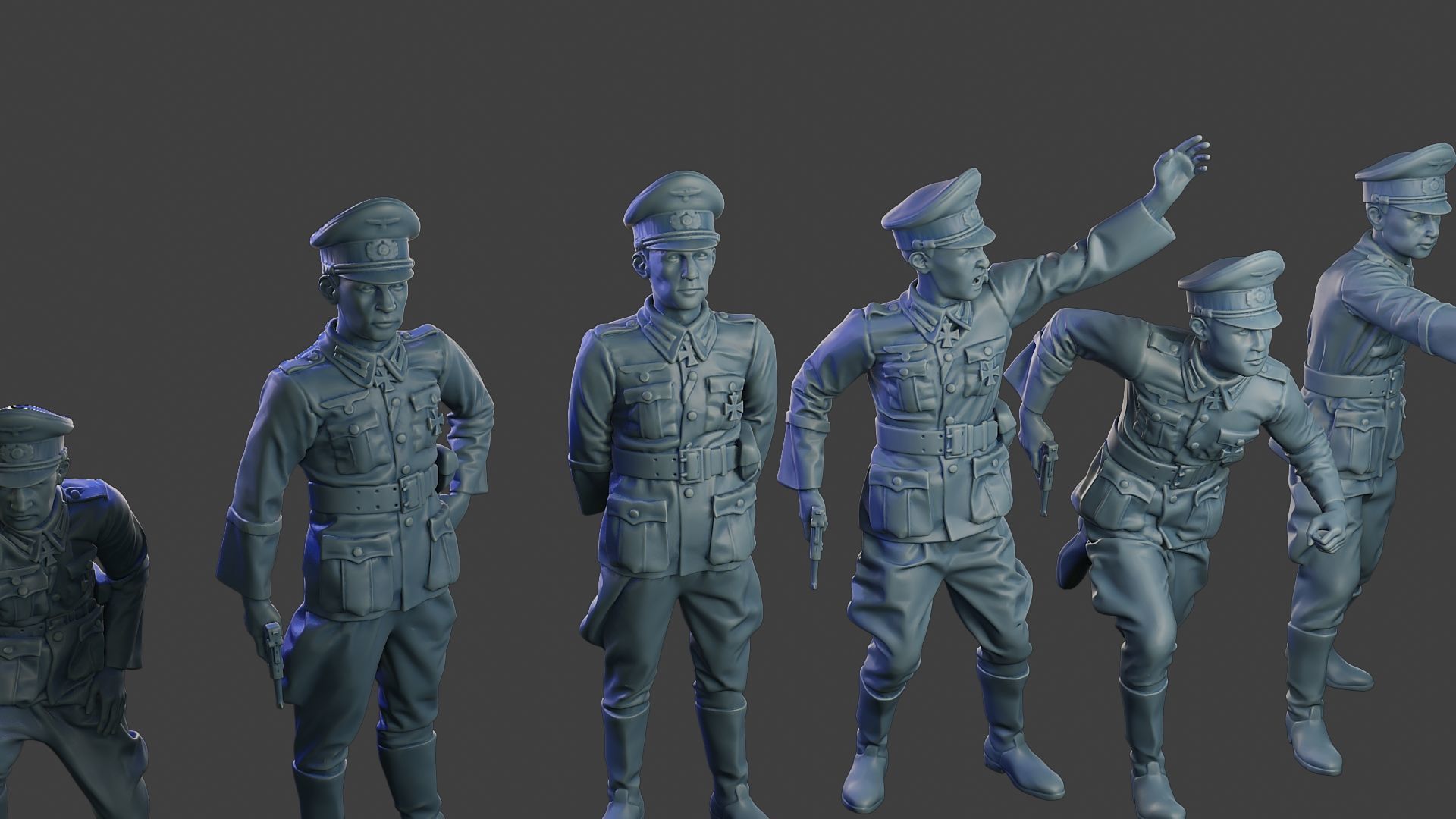 German officers ww2 G5 Pack1 3D Model Collection_24
