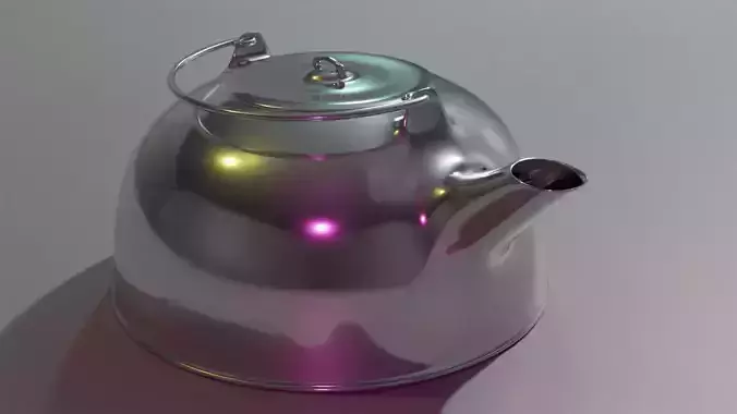 Teapot silver on table 3D model