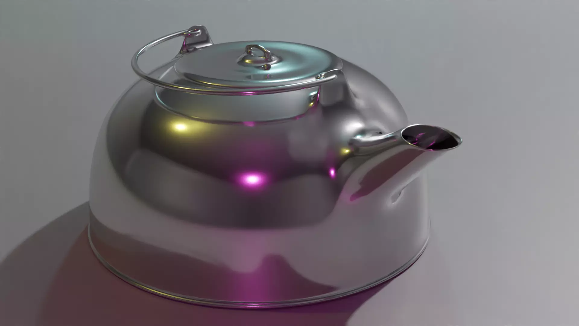 Teapot silver on table 3D model_0