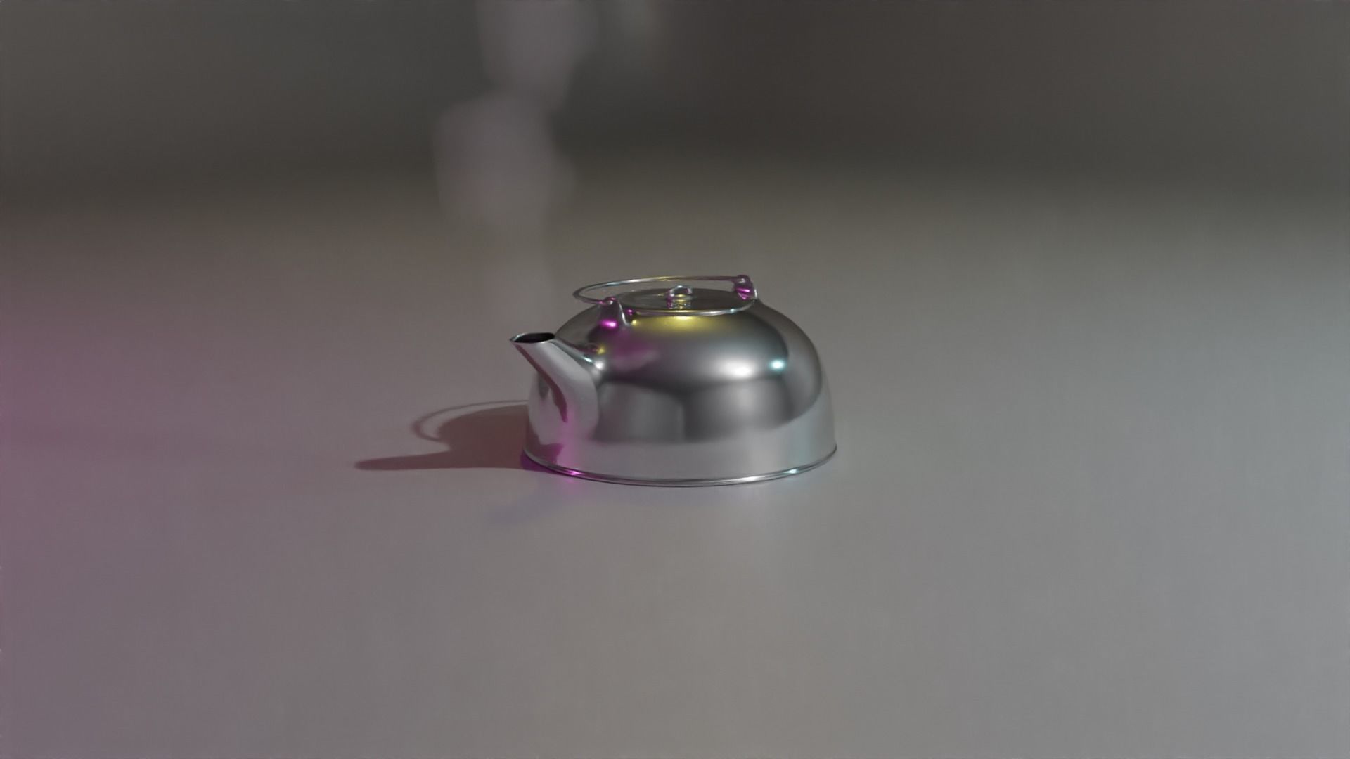 Teapot silver on table 3D model_1