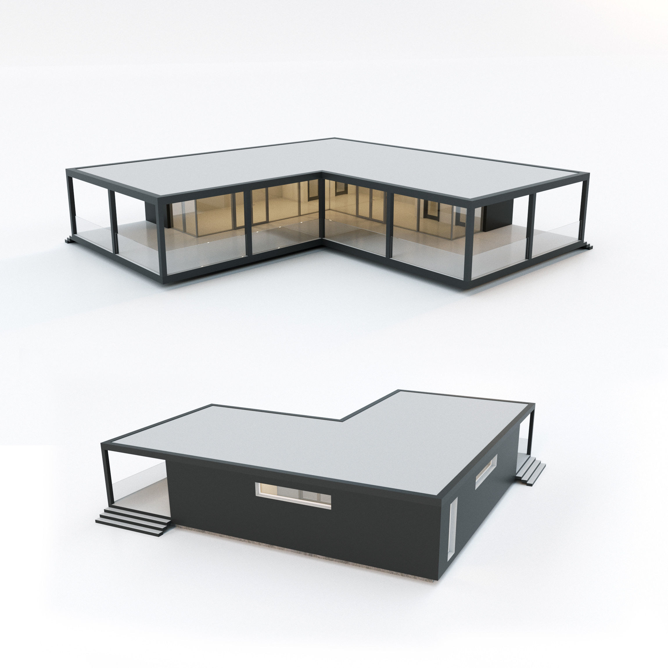 Villa house 14 Low-poly 3D model_1