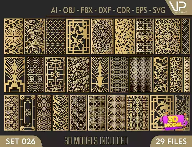 29 3D Decorative wall panels - screen SET 026 3D model