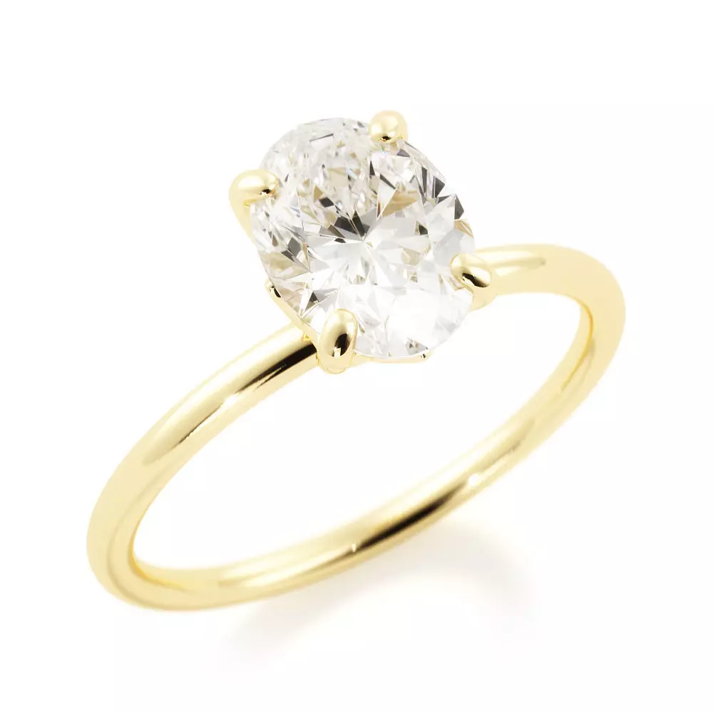 Solitaire Oval ring r0004 3D print model_0