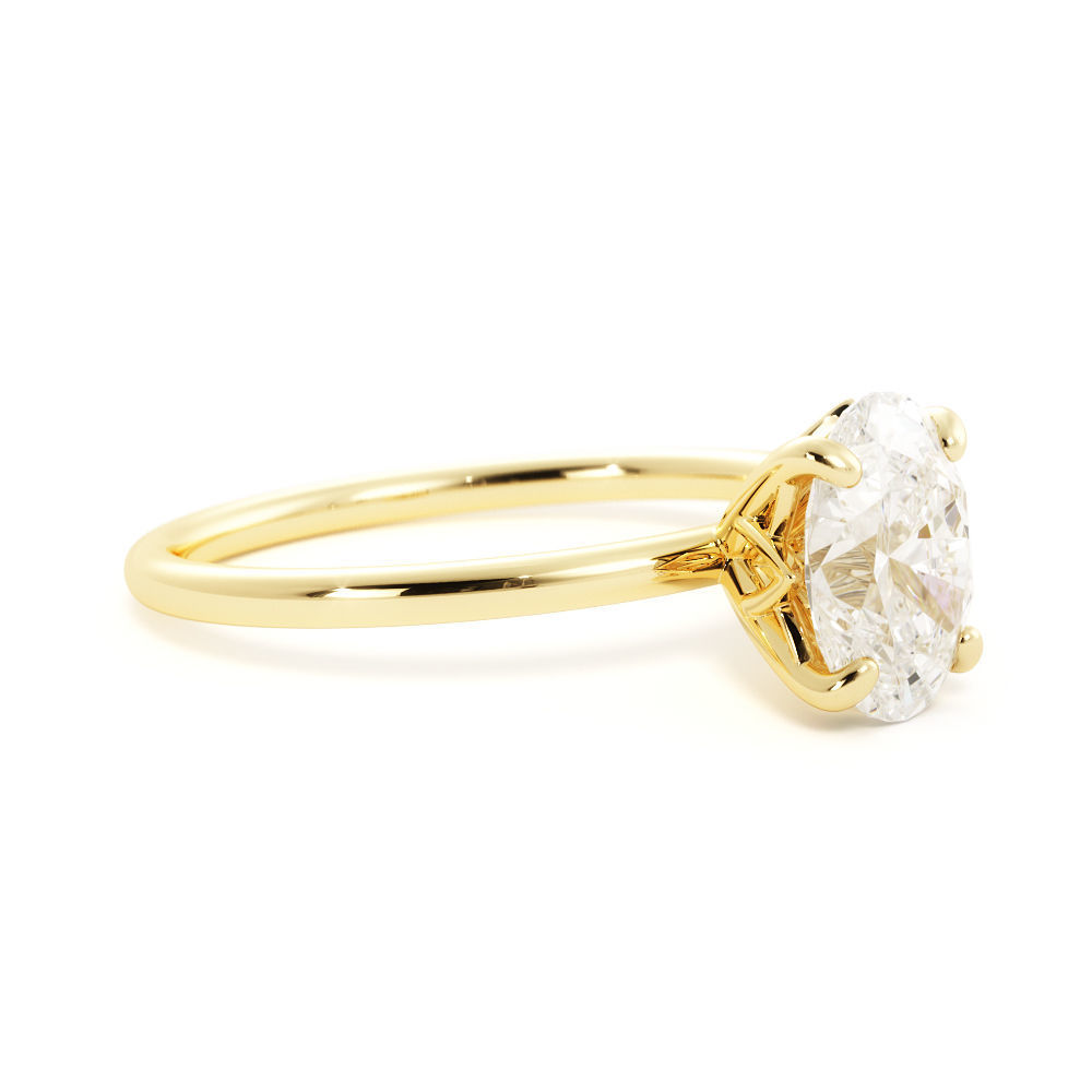 Solitaire Oval ring r0004 3D print model_2