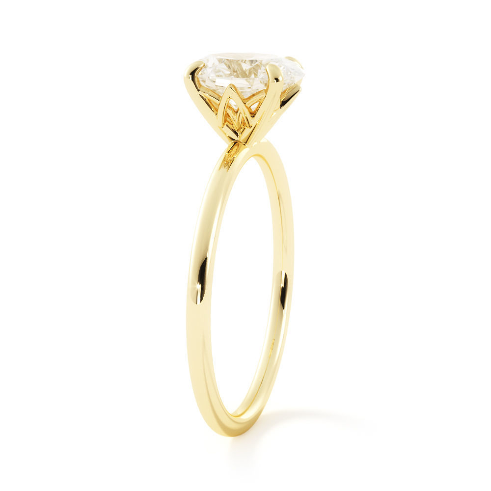 Solitaire Oval ring r0004 3D print model_4