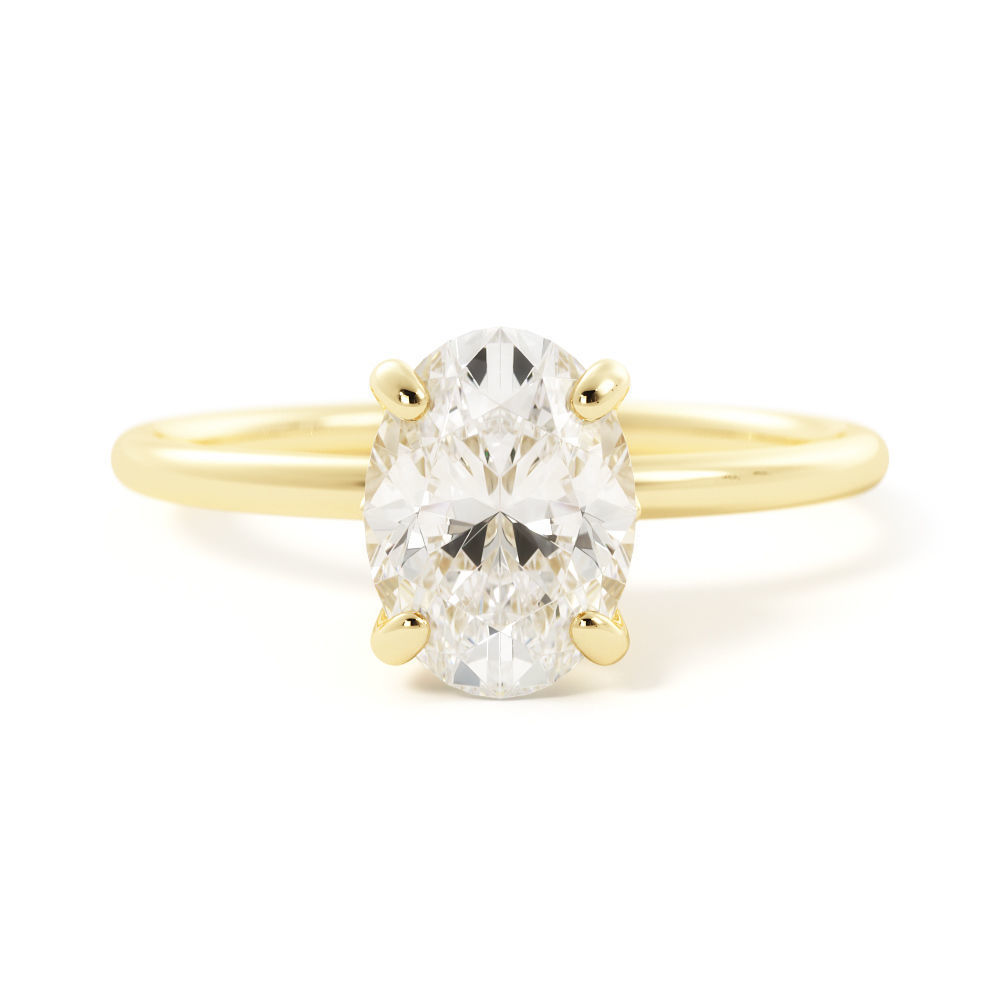 Solitaire Oval ring r0004 3D print model_1
