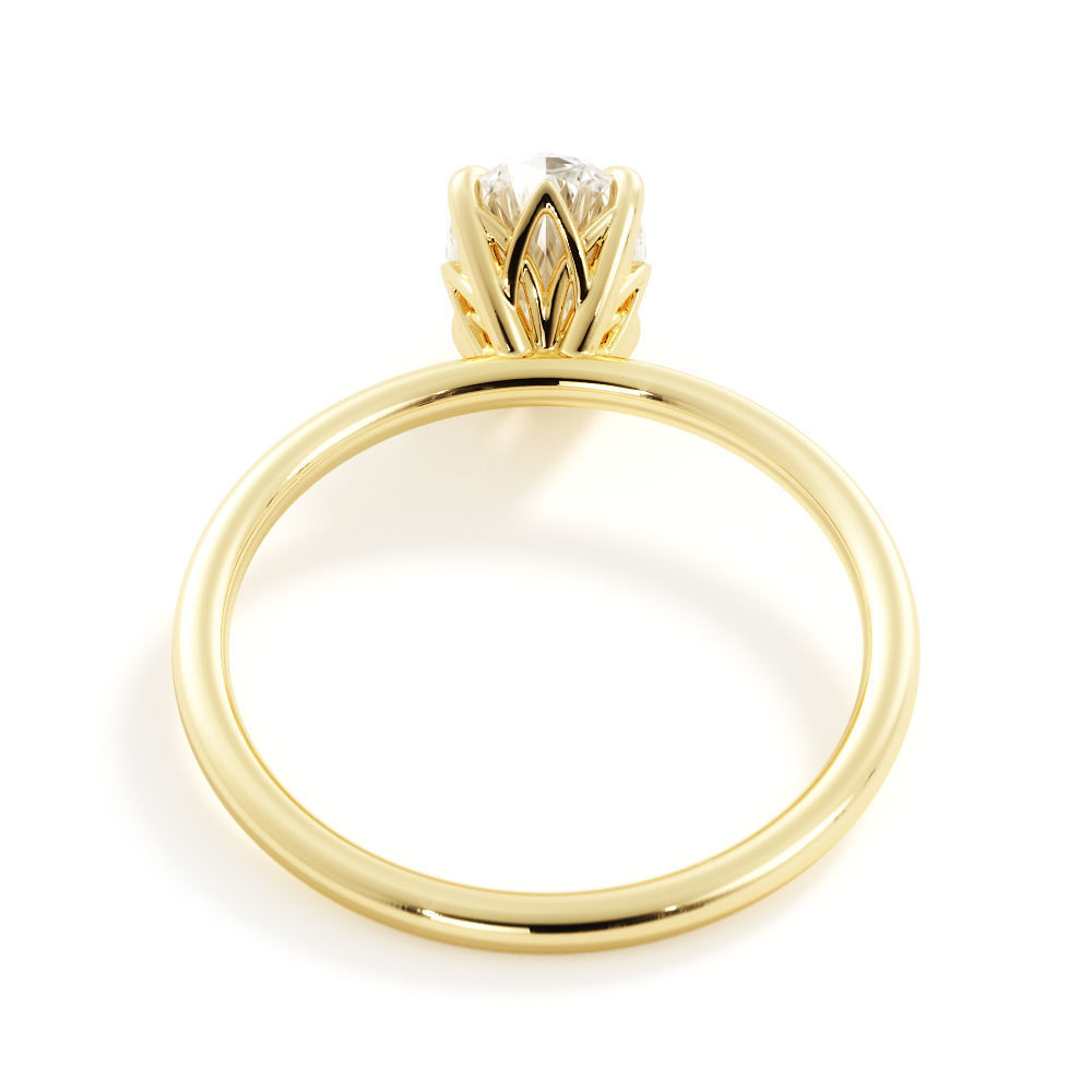 Solitaire Oval ring r0004 3D print model_3