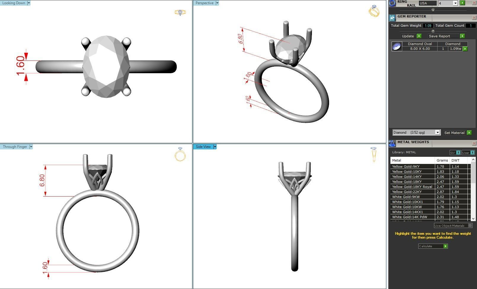 Solitaire Oval ring r0004 3D print model_8
