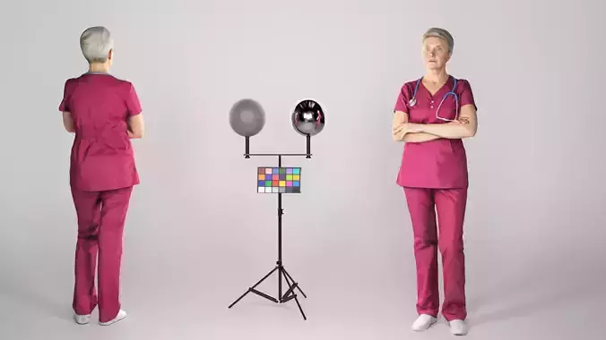 Adult surgical nurse in red uniform 144