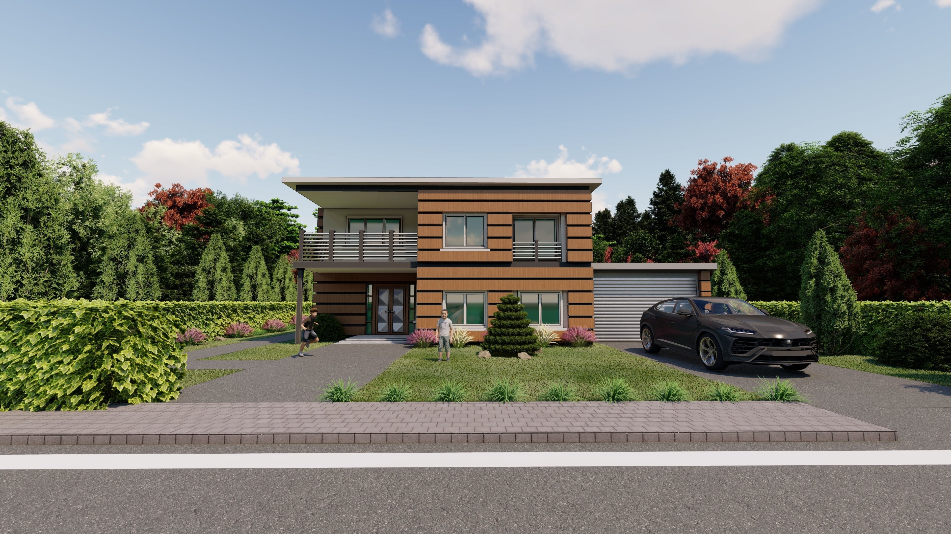3D Villa Family House 3D model_2