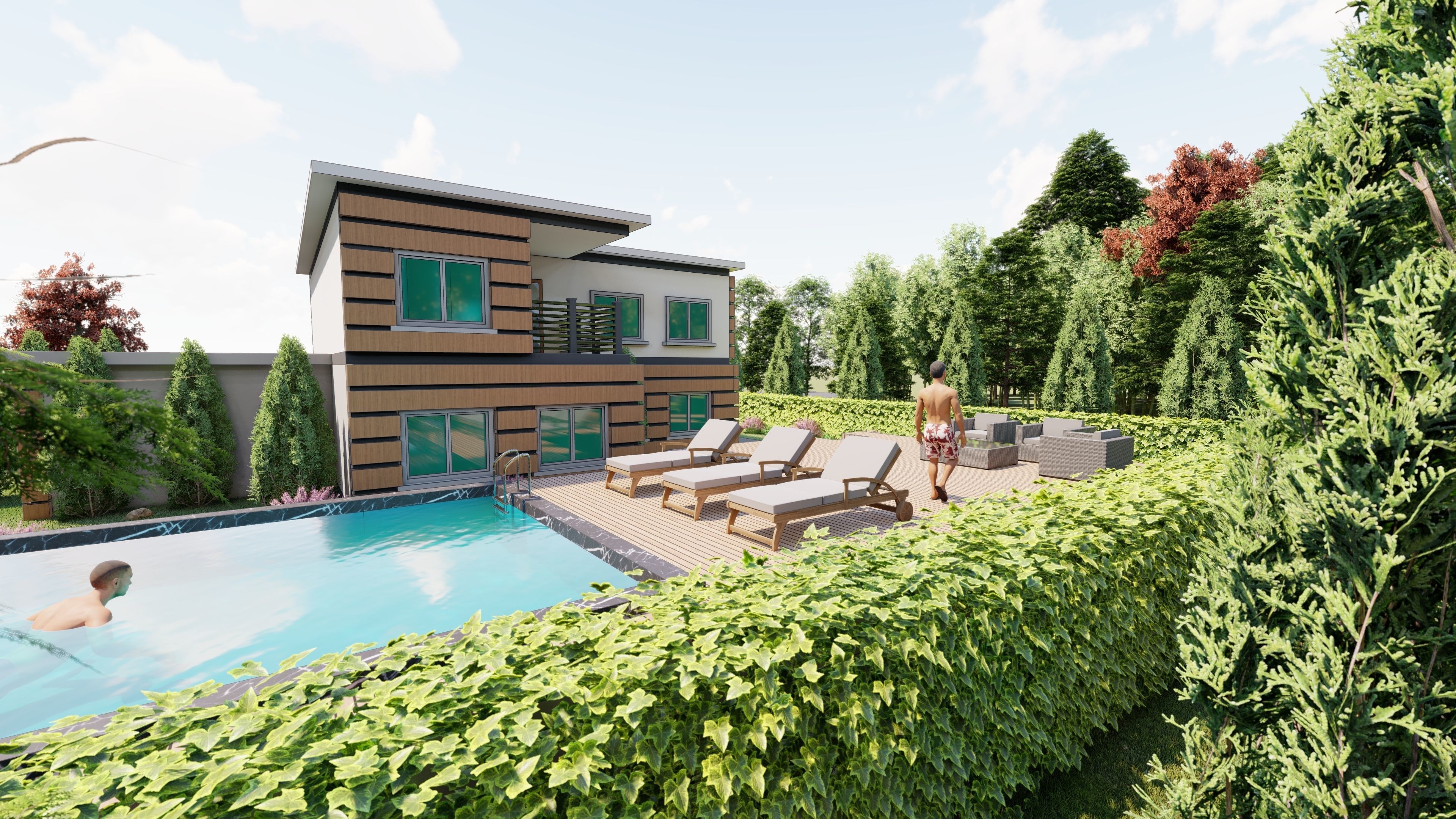 3D Villa Family House 3D model_3