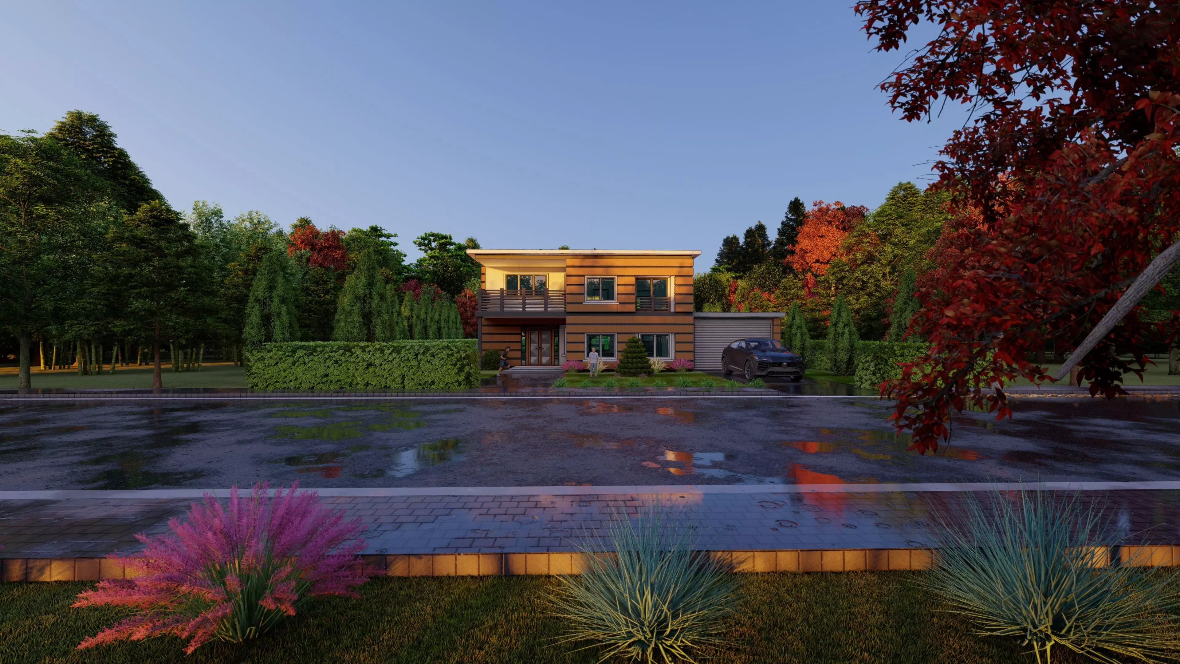 3D Villa Family House 3D model_0