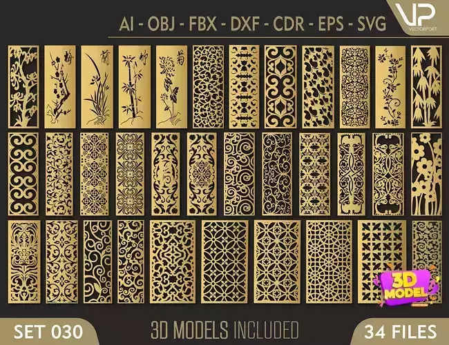 34 3D Decorative wall panels - screen SET 030