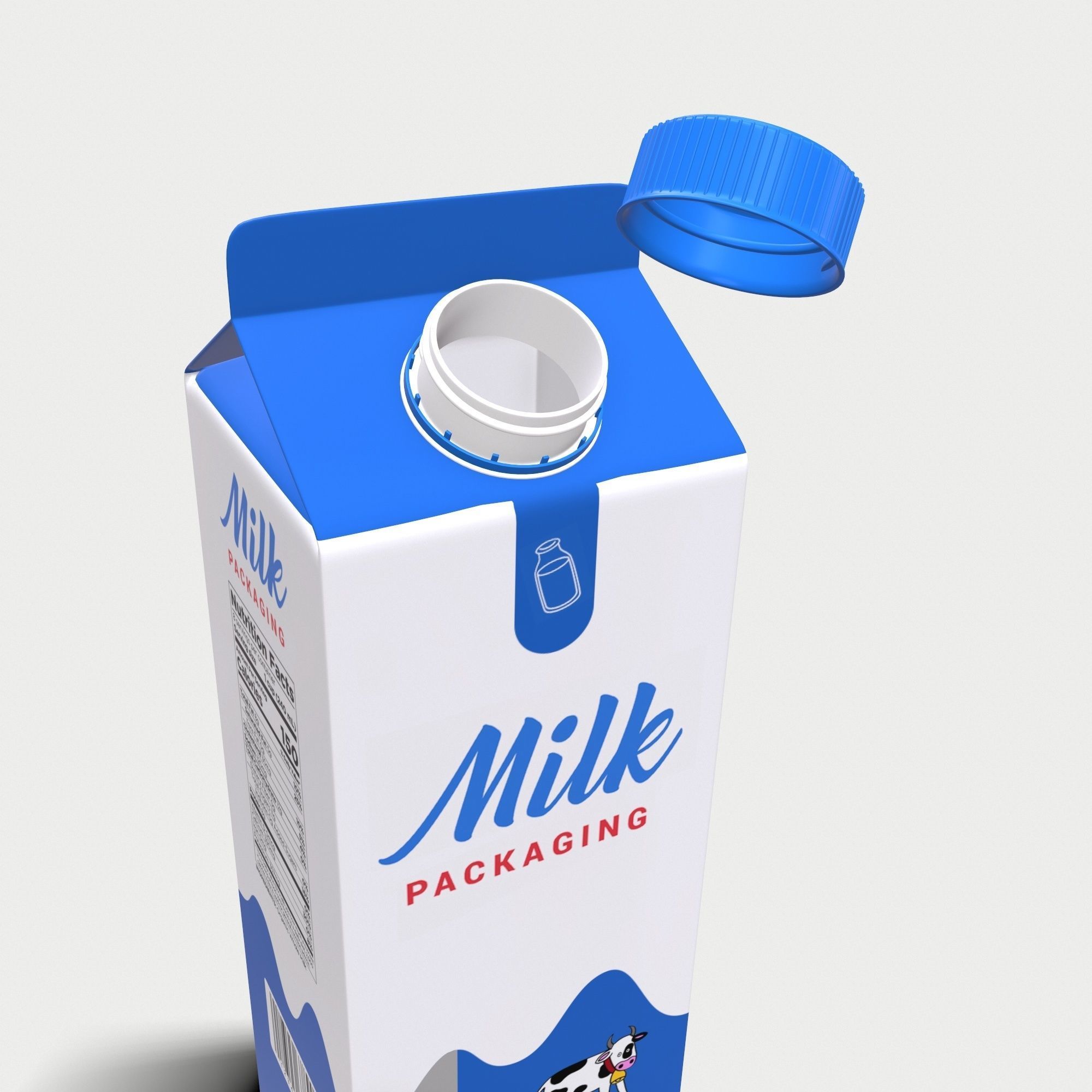 Milk Carton - 1 Liter Low-poly 3D model_6